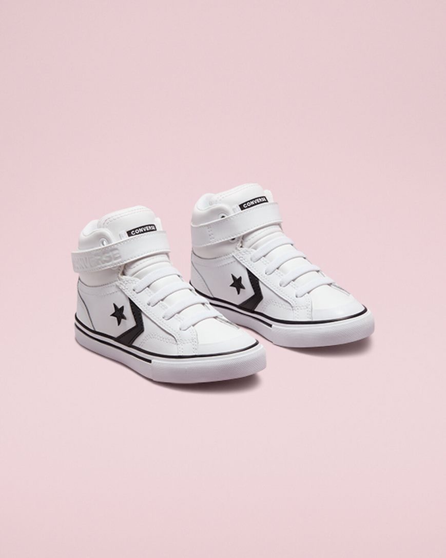 Tenis Converse Pro Blaze Alças Couro Cano Alto Menina Branco Pretas Branco | PT K084P7T